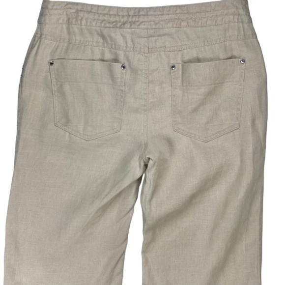 INC Linen Pants Womens Size 6 Petite Tan Lightweight Drawstring Straight Leg - Picture 10 of 16